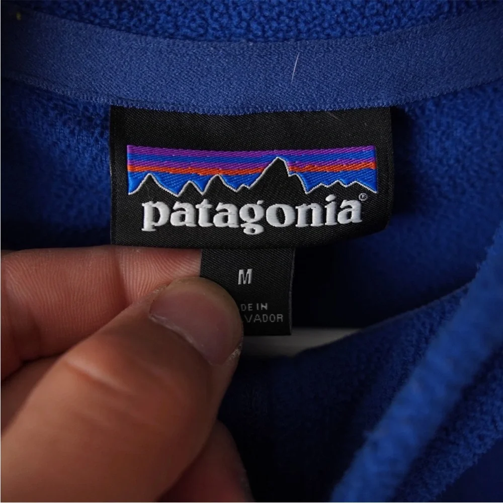 Patagonia Micro D Fleece 1/4 Zip Pullover Sweater Men Medium Blue Outdoor Hiking